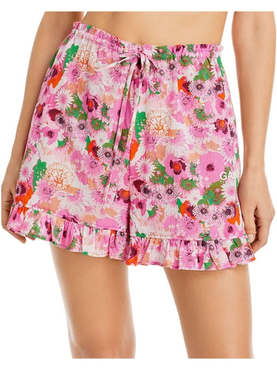 Ganni Floral Print Swim Cover-up Shorts In Multicolour