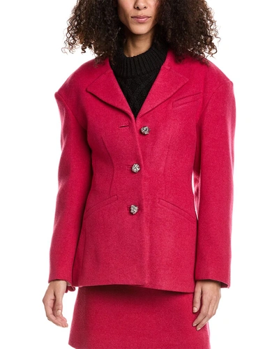 Ganni Wool-blend Twill Blazer In Pink