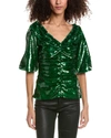 Ganni Woman Blouse Green Size 6 Recycled Polyester In Green