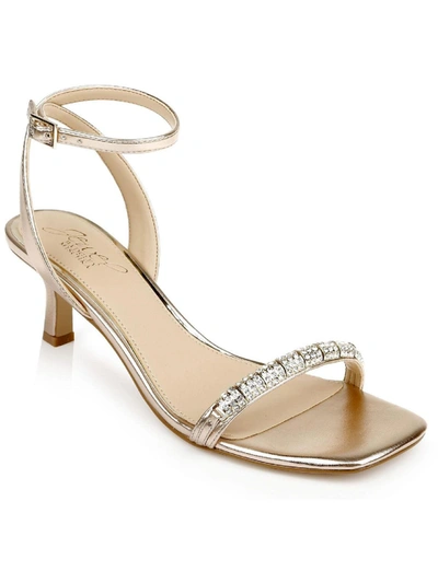 Jewel Badgley Mischka Charisma Womens Rhinestone Metallic Heels In Gold