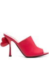 Moschino 100mm Heart-detail Leather Mules In Red