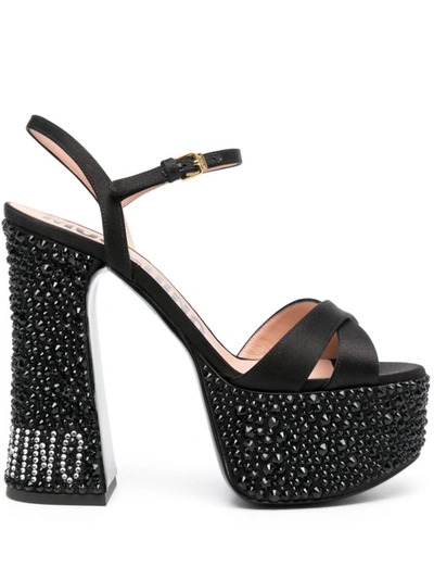 Moschino 145mm Crystal-embellished Sandals In Black