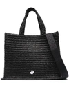 Patou Large Jp Raffia Tote Bag In Black