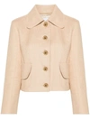 Patou Tailored Tweed Blazer With Structured Shoulders In Beige