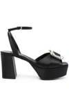 Sergio Rossi Square-headed High-heeled Sandals In Black