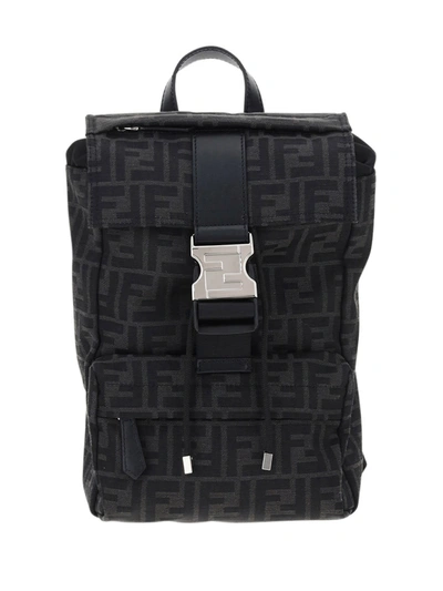 Fendi Ness Backpack In Asfalto+nero+palladio