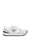Versace Logo-embroidered Panelled Sneakers In Bianco