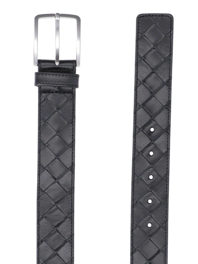 Bottega Veneta Woven Belt In Black