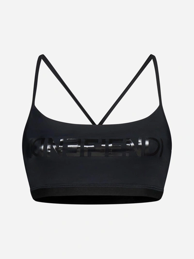 FENDI FENDI LOGO JERSEY BRA TOP