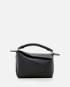 Loewe Mini Puzzle Edge Leather Shoulder Bag In Black
