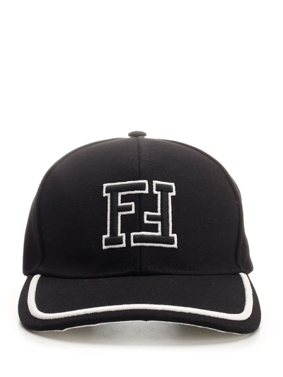Fendi College Ff Baseball Cap In Black