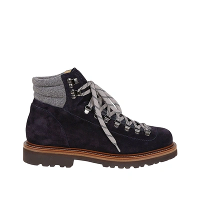 Brunello Cucinelli Leather Boots In Blue