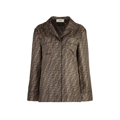 Fendi Brown Zucca Silk Shirt