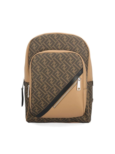 Fendi Ff Motif Zipped Backpack In Brown