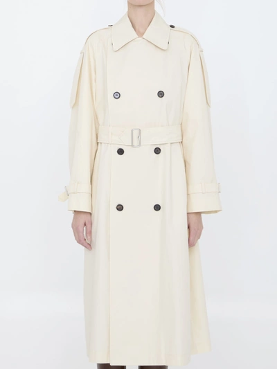 Burberry Long Trench In Gabardine In Brown