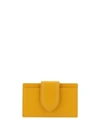 Jacquemus Calf Leather Cardholder With Strap And Visible Stitching In Dark Orange
