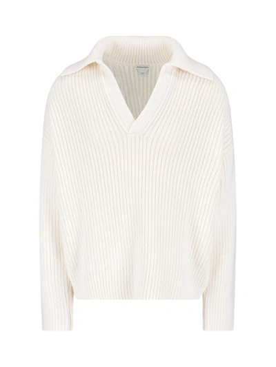 Bottega Veneta Open-collar Wool Sweater In Default Title