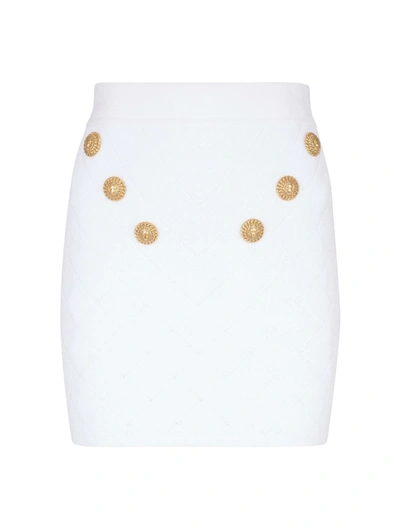 BALMAIN BALMAIN HW 6 BTN KNIT SHORT SKIRT