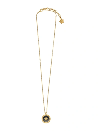 Versace Enamel Medusa Necklace In Gold