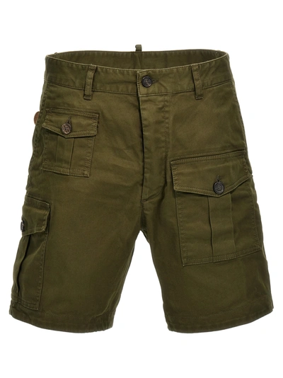 Dsquared2 Sexy Cargo Stretch Cotton Shorts In Green
