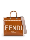FENDI FENDI SUNSHINE BAG IN CANVAS AND PATENT LEATHER