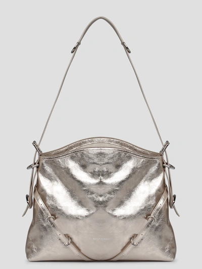 Givenchy Laminated Leather Medium Voyou Bag In Metallic