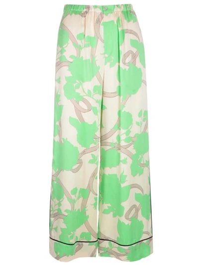 Fendi Rose Printed Wide Leg Trousers In Multicolor