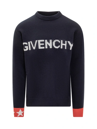 Givenchy Straight Jumper In Navy Red