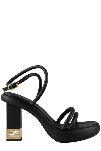 Fendi Baguette Heeled Sandals In Black