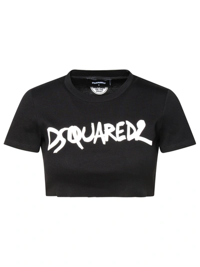 Dsquared2 Black Cotton T-shirt In Nero