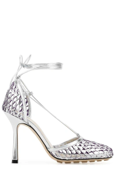 Bottega Veneta Stretched Lace-up Sandals In Silver