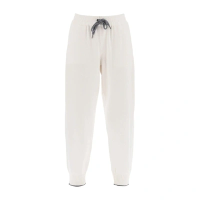 Brunello Cucinelli Tapered-leg Cashmere Track Pants In White