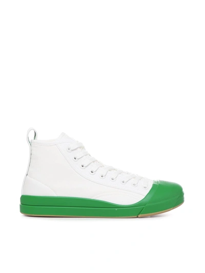 Bottega Veneta White & Green Vulcan Trainers