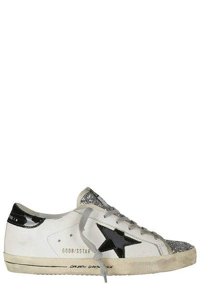 Golden Goose Super-star Leather Upper In White/black/silver