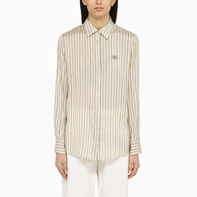 Etro Striped Silk Shirt In White