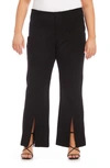 Karen Kane Front Slit Stretch Twill Bootcut Pants In Black