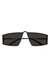 Saint Laurent Cut-out Metal Rectangle Sunglasses In Black