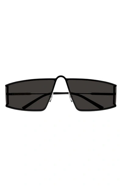 Saint Laurent Cut-out Metal Rectangle Sunglasses In Black
