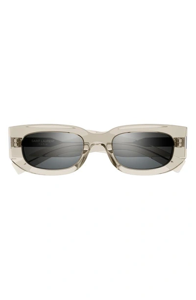 Saint Laurent Tonal Logo Acetate Round Sunglasses In Shiny Transparent