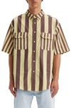 LEVI'S SKATEBOARDING OVERSIZE STRIPE SHORT SLEEVE BUTTON-DOWN SHIRT