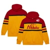 MITCHELL & NESS MITCHELL & NESS GOLD/RED ATLANTA HAWKS HEAD COACH PULLOVER HOODIE
