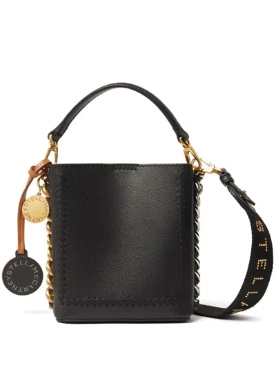 Stella Mccartney Frayme Faux-leather Bucket Bag In Black