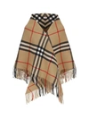 BURBERRY BURBERRY CHECK PRINTED FRINGED CAPE