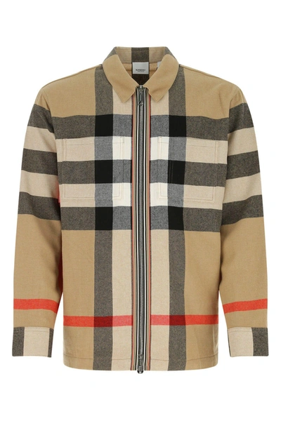 Burberry Embroidered Flannel Shirt In Archive Beige Ip Chk