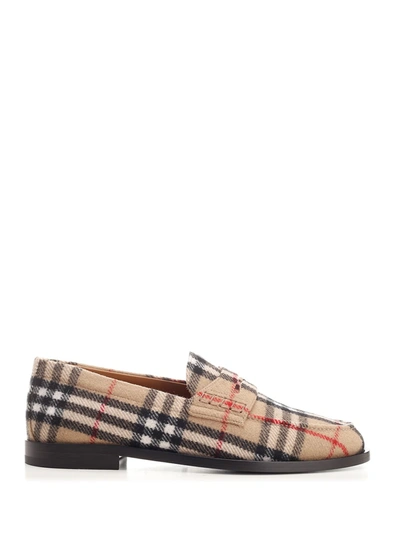 Burberry Wool Felt Loafers In Beige