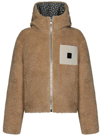 Balmain Down Jacket In Beige