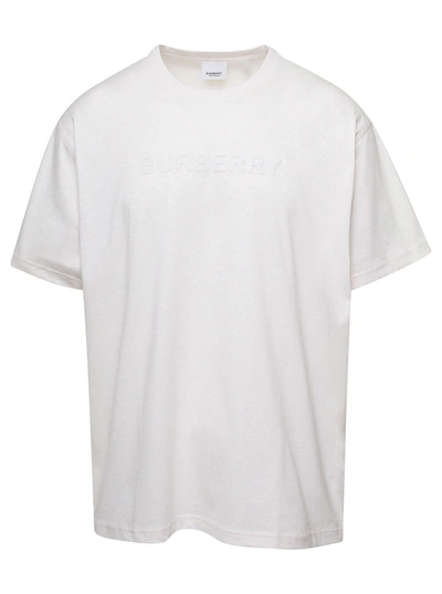 Burberry Embossed Logo T-shirt In Beige