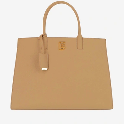 Burberry Frances Small Tote Bag In Beige