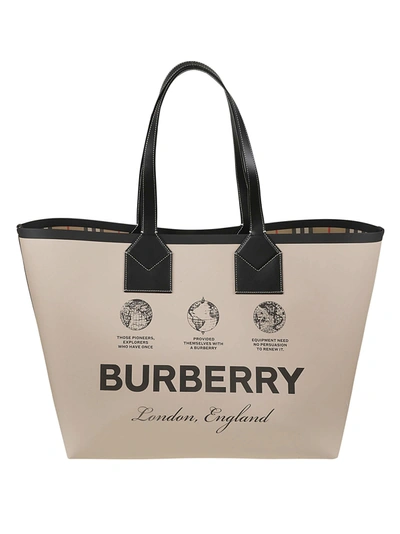 Burberry Large Heritage Tote In Beige