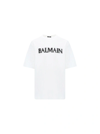 Balmain Oversize Cotton T-shirt In Bianco